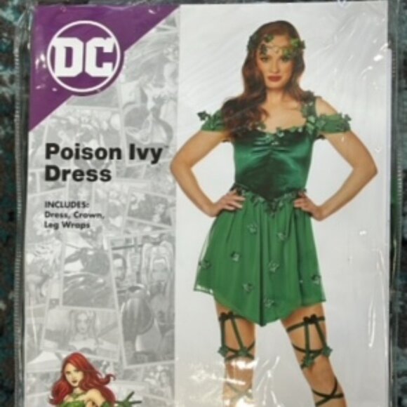 Poison Ivy Short Dress Costume DC Villains (Adult Size Medium) Spirit Halloween - Picture 4 of 4